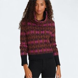 Veronica Beard Davis Sweater Cozy Soft Purple Brown Turtleneck Size Medium